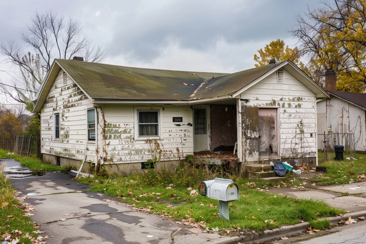ohio hoarder property exterior showing signs of neglect